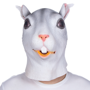 Masque en latex intégral de lapin blanc, texture réaliste, grands yeux foncés, dents <span class=keywords><strong>avant</strong></span> prononcées, doux et confortable, pour Halloween, cosplay, fête - Product Image 2