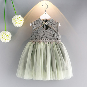 Nuevo Producto: Vestido Tradicional Chino Verde sin Mangas de Hilo de Algodón para Niñas, de Fábrica China - Product Image 1