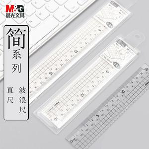 M&G Simple Series Acrylic Ruler 15cm Transparent <b>Plastic</b> Straight And Wavy <b>Edge</b> For Drawing N0413 - Product Image 1