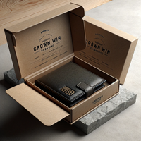 Boîte en carton rigide de luxe pour ensemble de portefeuilles pour hommes, personnalisable, recyclable, avec finition mate mystérieuse, pour emballage cadeau en gros