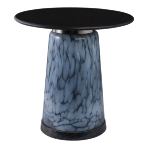 Tavolino lucido con piano in marmo e base decorata per camera da letto o soggiorno - Product Image 2