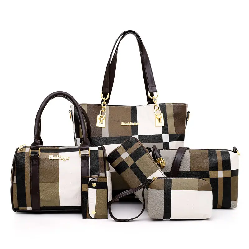 Purses and Handbags Set for Women Fashion Leather Shoulder Tote Bags Wallets Top Handle Bag Purse 6pcs