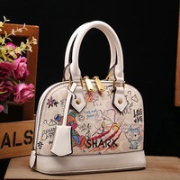 Sac à main tendance en cuir véritable style graffiti pour femme 2025 – Sac bandoulière/sac travers tendance transfrontalier
