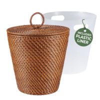Paniers de rangement ronds en rotin tressé à la main de haute qualité avec couvercle pour la lessive, grande taille