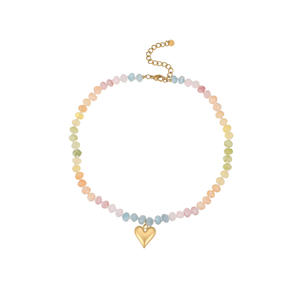 Collana con Ciondolo a Cuore con Perline Arcobaleno Pastello, Chiusura in Acciaio Inossidabile, Gioielli di Moda Stratificati <span class=keywords><strong>per</strong></span> Donne, <span class=keywords><strong>Regalo</strong></span> Quotidiano e <span class=keywords><strong>per</strong></span> Feste - Product Image 6