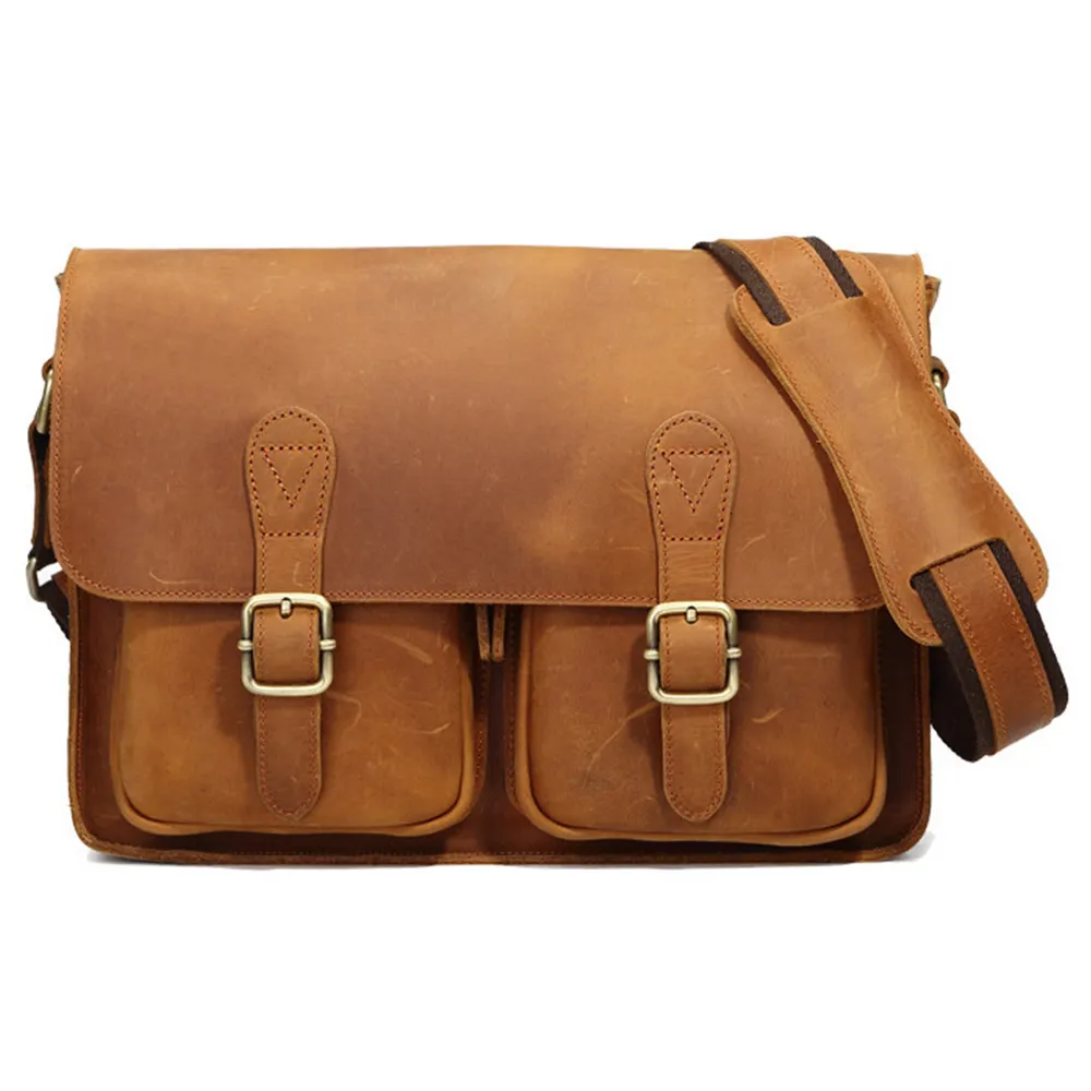 New Fashion Large Capacity Custom Mens Business Briefcase Genuine Leather Laptop Crossbody Bag