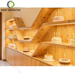 Aménagement intérieur de boulangerie commerciale, comptoir de présentation de gâteaux en bois et verre durable, mobilier de boulangerie sur mesure - Product Image 2