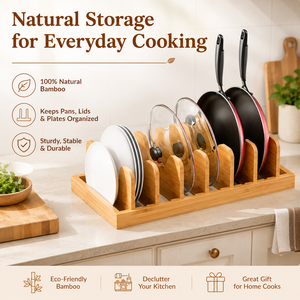 <span class=keywords><strong>Organisateur</strong></span> de couvercles de casseroles et de planches à découper en bambou naturel, portable, résistant à la rouille, pour tiroirs et armoires - Product Image 3