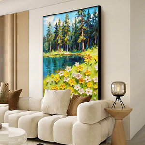 Pintura al Óleo Texturizada Pintada a Mano de la Aldea de Dafen, Olas de Viento Crema, Decoración de Sala de Estar, Paisaje Tridimensional Hecho a Mano - Product Image 2