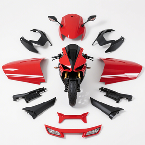 Kit completo de plásticos para guardabarros OEM personalizado con mecanizado CNC, cubierta lateral de carrocería roja y carenado. - Product Image 1