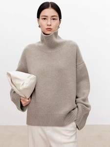 Pull en laine européen <span class=keywords><strong>grande</strong></span> <span class=keywords><strong>taille</strong></span> pour femmes automne hiver confortable <span class=keywords><strong>col</strong></span> <span class=keywords><strong>roulé</strong></span> épaissi profil cachemire lâche pull de Style paresseux - Product Image 6