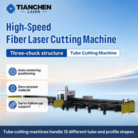 Système de découpe laser à fibre CNC à trois chucks avec contrôle Cypcut, refroidissement par eau et IA pour la fabrication industrielle de tubes