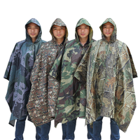 Poncho de pluie grande taille multi-usages en tissu Ripstop camouflage pour adulte, imperméable, coupe-vent, logo personnalisable