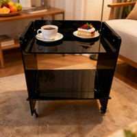 Table d'appoint en acrylique bleu à livraison rapide, présentoir à desserts et à vin pour fêtes en extérieur, avec roulettes, pour la maison, le bureau, l'hôtel