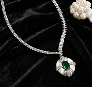 925 Silver Glass <b>Necklace</b> Shines with Fashion, High-End Feel, Great Gift for Girls for Parties, Festivals, and Daily Wear L - Product Image 4