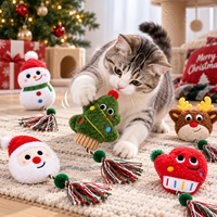 Collection de jouets en peluche pour chat à la catnip de Noël en gros avec son intégré, cordes à pompons et 6 motifs saisonniers