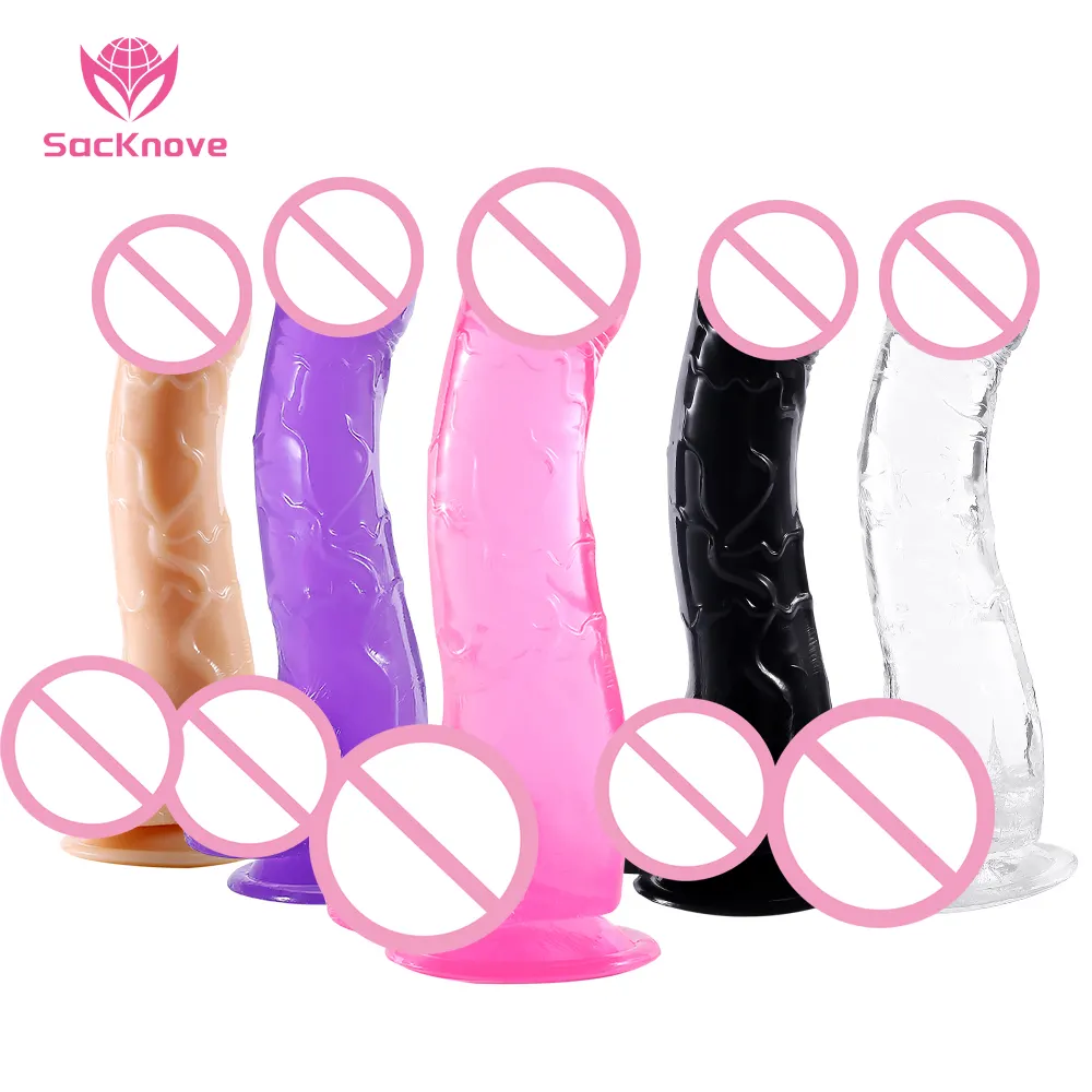 Hersteller Adult Realistic Big Dildo Frauen Vagina Mastur bator Transparente Kristall Saugnapf Dildo Sexspielzeug Penis Für Frauen