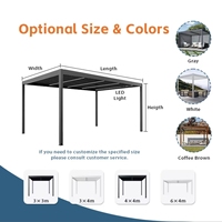Pergola bioclimatique motorisée en aluminium avec panneaux de clôture, gazebo extérieur imperméable pour l'ombrage de jardin, terrasse et cour, résistant aux intempéries