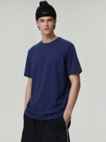 T-shirt Oversize à Épaules Tombantes en Coton Longue Fibre à l'Ammoniaque Liquide Haut de Gamme, Frais et Doux pour la Peau, avec Logo Doré