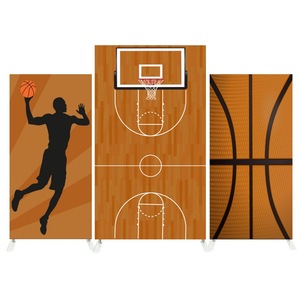 Penutup Kain Tension Panel Persegi Panjang untuk Latar Belakang Booth Foto, Bertema Lapangan Basket, untuk Ulang Tahun Olahraga - Product Image 2
