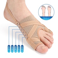 Penyangga Jari Kaki Mesh Bernapas untuk Wanita, Koreksi Valgus Jari Kaki Besar dan Kecil, Ortopedi, Set 2-Potong, Pemisah Jari Kaki, Pakai Siang/Malam