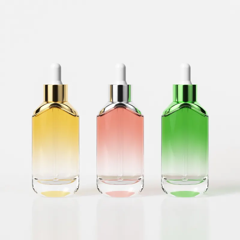 Hautpflege Kosmetik paket Oliven haaröl Glasflasche 15ml 30ml 50ml ovale Glas-Tropf flasche mit goldener Splitter-Pipette