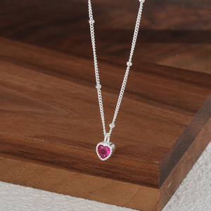 Gioielli Vintage di Marca, Cuore <span class=keywords><strong>Rosa</strong></span> con Perla, Catena in Argento Placcato <span class=keywords><strong>Oro</strong></span> 14K, Regalo Romantico Retrò per Donne e Ragazze - Product Image 2