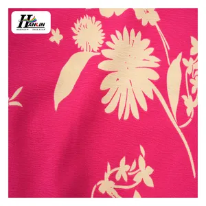 Chine fournisseur lisse conceptions unies tissu imprimé floral polyester matériel spandex stretch crêpe tissu
