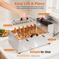 Pinces à corn-dogs pour friteuse avec poignée, compatibles avec la plupart des friteuses, en acier inoxydable, haute qualité, modernes, lot de 2, installation et nettoyage faciles