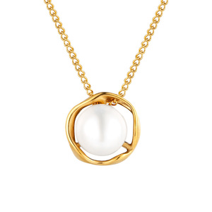 Factory Wholesale High Quality Pearl <b>Titanium</b> Steel Necklace Women's Water Pearl Pendant 14k Pearl Necklace - Product Image 2