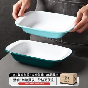 Two Tone Melamine Serving Tray Rectangular With Handle <b>Microwave</b> Safe For Hotel Coffee Tea - Product Image 3