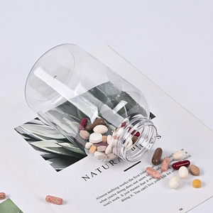 750ml transparent slanted-shoulder round <b>bottle</b>, a plastic <b>bottle</b> for health supplements, fish oil, calcium tablets, and <b>small</b> - Product Image 1
