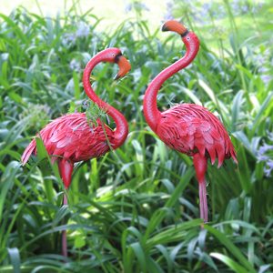 Statues et sculptures de flamants roses pour jardin, oiseaux en métal pour l'extérieur, art de jardin pour la maison, patio, pelouse, bassin, <span class=keywords><strong>parterre</strong></span> de fleurs - Product Image 2