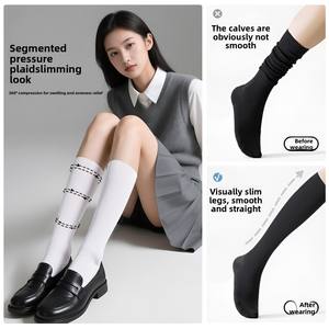 جوارب نسائية ضاغطة قوية غير قابلة للانزلاق، ماصة للعرق، مصنوعة من السباندكس/النايلون/القطن، مناسبة للرياضة في فصل الربيع - Product Image 2