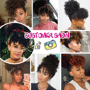 Franges synthétiques bouclées, franges de <span class=keywords><strong>cheveux</strong></span> crépus bouclés, extensions de <span class=keywords><strong>cheveux</strong></span> courtes à clipser, <span class=keywords><strong>frange</strong></span> ajustable pour femmes - Product Image 4