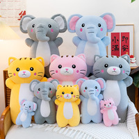 Jouets en peluche en PP en gros : Chat, Éléphant, Compagnons de jeu pour bébés, Coussin long de confort, Cadeau d'anniversaire, Décoration d'intérieur, Adorables poupées