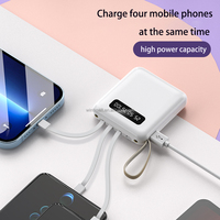 Venta Nuevo Mini 4 en 1 Banco de energía portátil pequeño 10000 Mah Mini Gran capacidad Logotipo personalizado Banco de energía de emergencia móvil