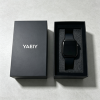 Boîte en carton noir avec couvercle en papier et insert en mousse pour montre, produits électroniques, étui de téléphone, boîte d'expédition avec logo personnalisé