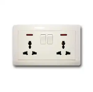 Double 13A socket environmental protection flame retardant high temperature resistance with switch and 6 hole copper wall plug