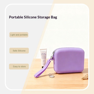 Sac de rangement rectangulaire en silicone pour cosmétiques, vente en gros, personnalisable avec logo, pour commandes sur mesure et fournitures pour le commerce de détail - Product Image 4