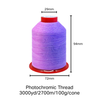 Benang Fotochromic UV Berubah Warna 150D/2 Filamen Twist untuk Pabrik Bordir Pakaian - Pola Logo Berubah Warna Grosir