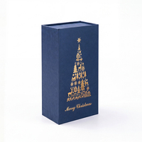 Boîte à tiroir imprimée « Joyeux Noël » en gros, boîte rigide rectangulaire longue pour emballage de cadeaux de Noël