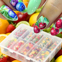 10 Rolls 4*100 cm Zomer Gemengde Fruit Bloemen Nail Transfer Folie Set Citroen Aardbei Watermeloen Nail Art DIY manicure Decals