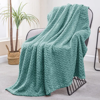 Jeté en flanelle brossée douce BORA, orange brûlé, couvertures en polaire à motif chevron pour canapé, fauteuil, divan