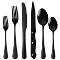 Couteaux de cuisine en gros à prix abordable, manche forgé en ABS, acier inoxydable dentelé, couteau à viande argenté et noir, couteau à steak