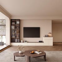 Meuble TV moderne en bois sur mesure avec rangement ajustable, design écologique pour salon, chambre et salle à manger