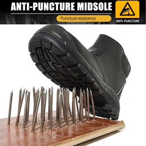 Chaussures de sécurité classiques <span class=keywords><strong>pour</strong></span> hommes, noires, semelle extérieure en caoutchouc antidérapante, résistantes aux chocs et aux perforations, bottes de travail à embout en <span class=keywords><strong>acier</strong></span> S3 SR - Product Image 5