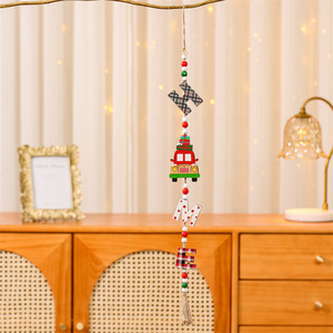 Wooden Christmas ornaments, including a faceless old man pendant, a Christmas <b>tree</b> ornament, and a <b>car</b> pendant. - Product Image 4