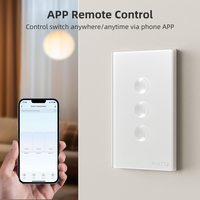 Interrupteur mural tactile intelligent AVATTO ZigBee en verre concave 2.5D 120 US 1/2/3/4 Gang, commande à distance par application, compatible avec Google Alexa
