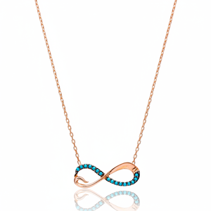 Silver <b>Infinity</b> Round Shape Turquoise Stone Charm Pendant Turkish Handmade Wholesale 925 Sterling Silver Jewelry - Product Image 2